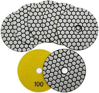 SHDIATOOL 4-Inch Dry Diamond Polishing Pads Grit 100 Diamond Sanding Pads Grinding Pads for Granite Marble Stone 7Pcs/1set
