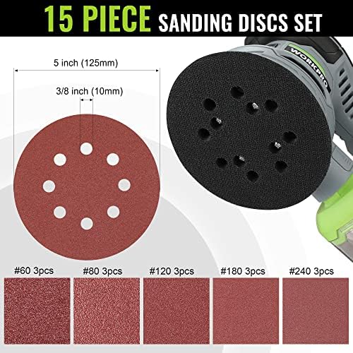 WORKPRO 5-Inch Random Orbit Sander Variable Speed with Dust Bag