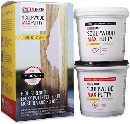 System Three SculpWood Max Putty Epoxy Wood Filler, 1/2 Gallon Kit