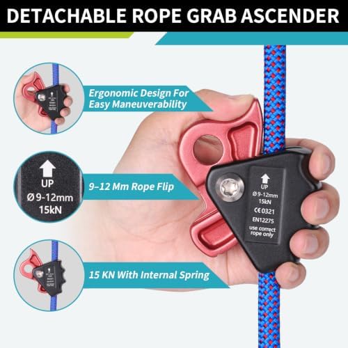 1/2" X 8 FT Flip Line Kit,Arborist Positioning Lanyard Kit with Triple Lock Carabiner Adjustable Positioning Rope for Fall Protection, Arborist, Tree Climbers, Fall Protection