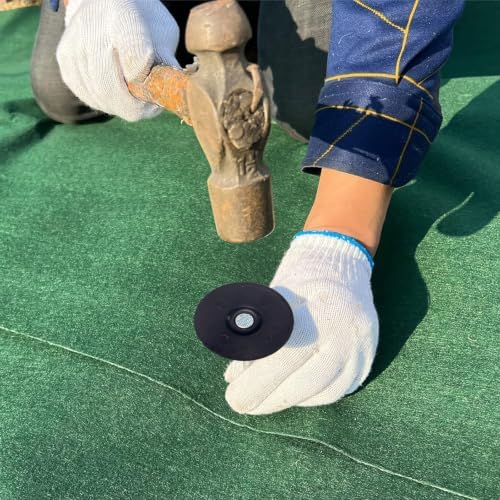 6 Inch 42 Pcs Artificial Turf Stakes Galvanized Spiral with Gasket Caps