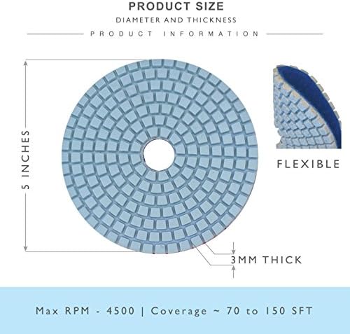 PPW122D Diamond Polishing Pads 4" For Concrete Terrazzo Marble Stone Granite Countertop Floor Wet Polishing, Grit 200 - Pack of 2