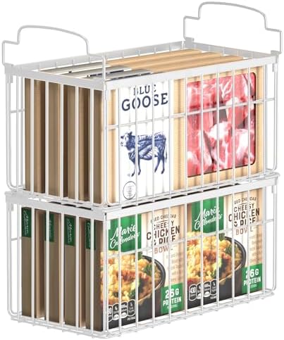 Freezer Organizer Bins, 2 Pack Big Baskets for 5/ 7 Cu.FT Deep Freezer