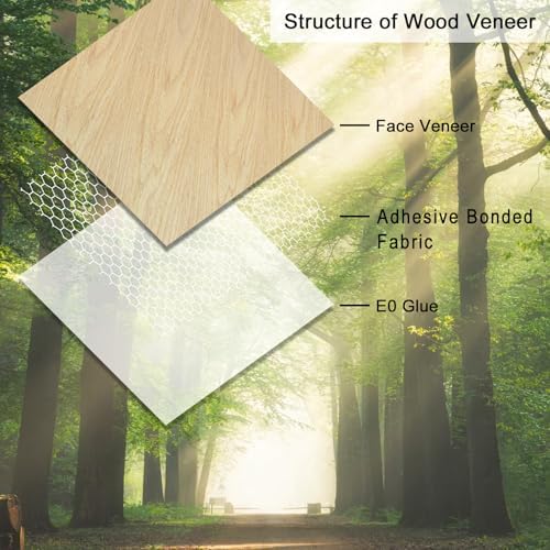 GSCIT Club 12 PCS Oak Wood Veneer, 8 inch x 8 inch Wood Edge Banding Pre-glued Flexible, Veneer Tape Banding for Cabinet Repair Furniture Restoration