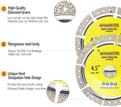 7 Inch Metal Cutting Diamond Blade, 180mm Cut Off Wheel 7/8"-5/8" Arbor for Cast Iron Rebar Carbide Stainless Steel by ANTENGDATOOL