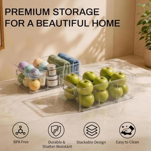 Mpotmiy 4-Pack Pantry Organizers and Storage, Clear Fridge Organizer Bins