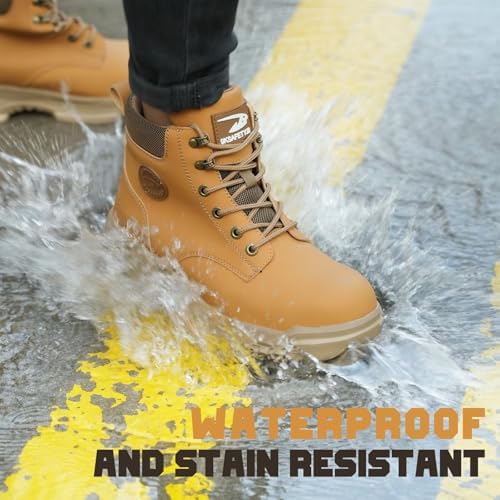 Steel Toe Work Boots for Men Women Lightweight Comfortable Waterproof Composite Toe Boots Slip Resistant Indestructible Wide Safety Shoes
