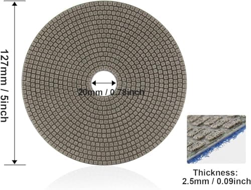 5" Electroplated Diamond Polishing Pads- 120 Grit Wet Dry Sanding for Granite Marble Concrete Ceramics Glass (5"-120 Grit-2PCS)