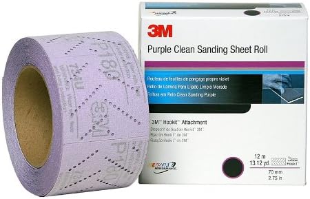3M 30715 Hookit 740I Purple 70 mm x 8 m 40 Grit E Weight Clean Sanding Sheet Roll
