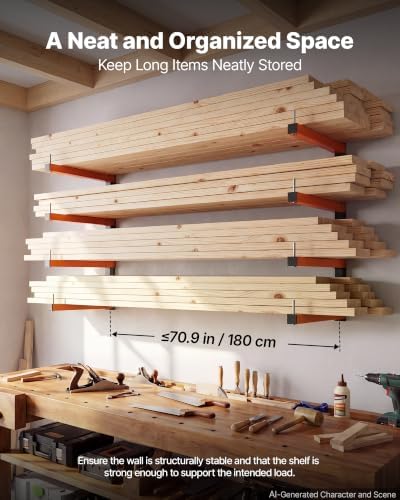 VEVOR Lumber Rack, 4-Tier 2-Pack 110 lbs per Tier, Foldable Wood Storage