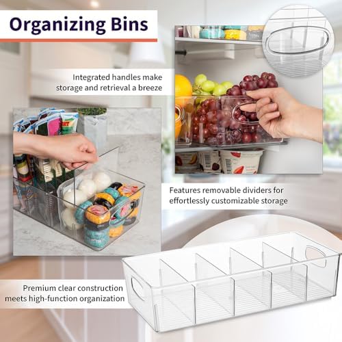 ClearSpace Pantry Storage Bins with Removable Dividers, XL, 4 Pack