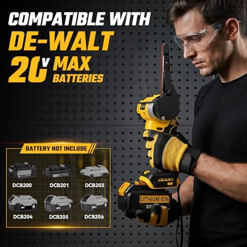 Cordless Belt Sander for Dewalt 20V Battery, 3/8"x13" Mini Detail Sander with 20PCS Belts, 360° Adjustable, LED Display, Finger Sander for Wood, Paint, Metal Rust, DIY (Battery Not Included)