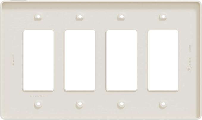 Square D by Schneider Electric X Series Wall Plate for Outlet and Light Switch, Mid Size Plus 4 Gang, Matte Light Almond