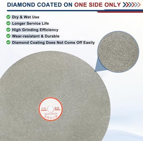 10 Inch x 1/2" Arbor Diamond Flat Lap Disc, 60 Grit
