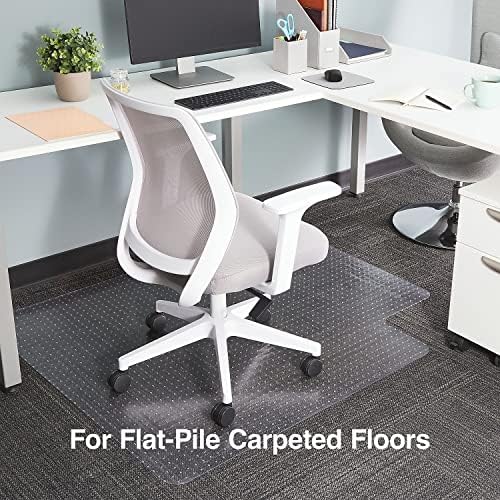 Staples Office Chair Mat, Clear, 53x45 Inch, Flat-Pile Carpet, with Lip