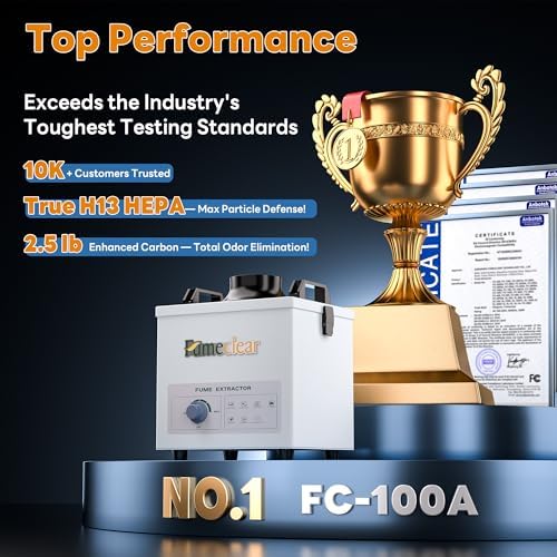 FumeClear FC-100A Fume Extractor Low-Noise & High Iodine 3-Stage Filtration