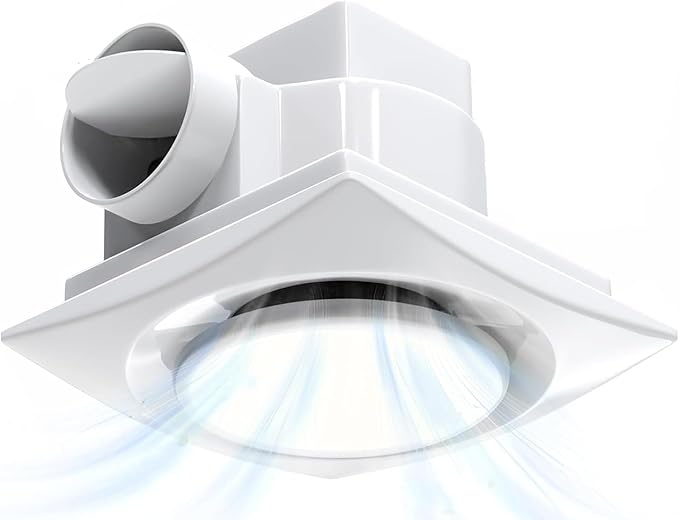 Nalle Ventilation Fans Bathroom Exhaust Fan with Light 9.6 inch Panel 6000K 12W Round LED 112 CFM 1.0 Sones 4 Inch Duct,110V Ceiling Mount Exhaust Fan for Shower,Bathroom,Office,Home(YFL-200)