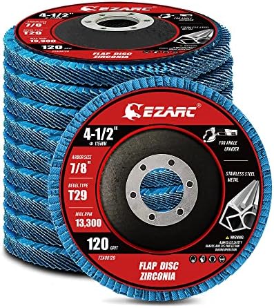 EZARC Zirconia Flap Discs 120 Grit, 4-1/2 x 7/8-Inch, Type 29, 10-Pack