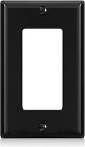 ELEGRP Decorative Receptacle Wall Plate, 1-Gang Standard Size Decorator Covers, Unbreakable Polycarbonate Faceplates for Decorator Device, UL Listed, Screws Included (1 Pack, Glossy Black)