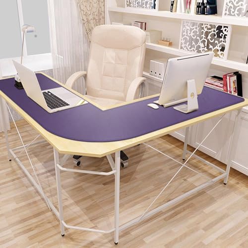 Mydours L-Shape Desk Pad, 54" x 54" x 16" PU Leather Corner Mat, Purple