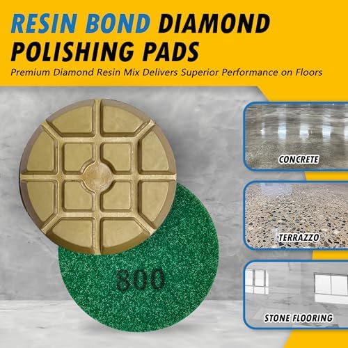 3" Resin Diamond Polishing Pads for Concrete, Dark Resin, #800Grit