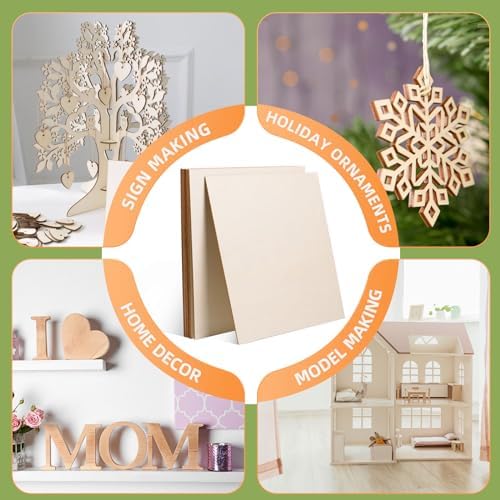 AWIZOM 12 Pcs Basswood Plywood Sheets 18x18x1/8 Inch Unfinished Wood Board