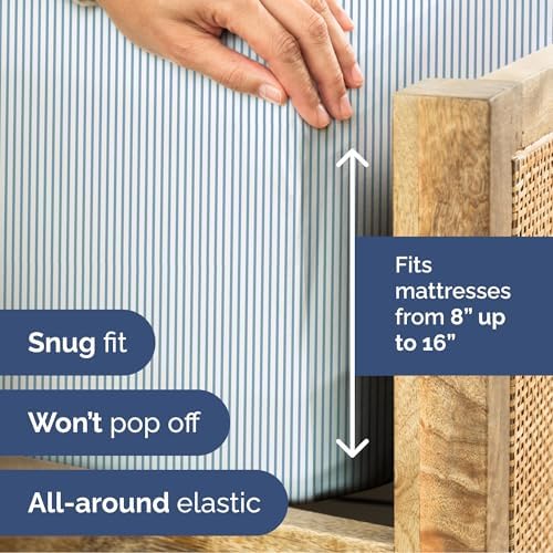 Full 4 Piece Striped Sheet Set - Soft, Breathable & Cooling - Ocean Stripe