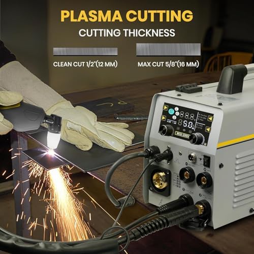 SSimder 6 in 1 MIG Welder Plasma Cutter Combo, Synergic 110V 220V