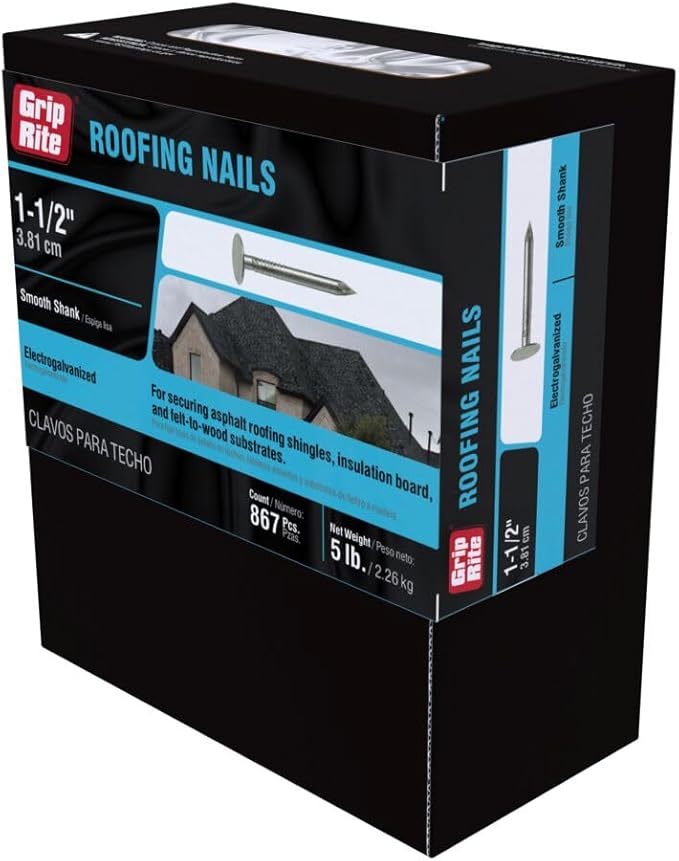 Grip-Rite 112EGRFG5 1-1/2-Inch Electro-Galvanized Roofing Nail, 5 Pounds