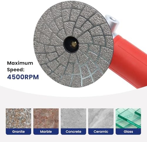 Vacuum Brazed Diamond Polishing Pads, 4 Inch Lippage Grinding Disc for Grantie Marble Concrete Ceramics, Grit 50
