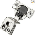 Ravinte 2 Pack 1 Pairs 1-5/16 Inch Overlay Soft Close Hinges for Kitchen Cabinet Satin Nickel Hidden Stainless Steel Concealed Hinges self Closing