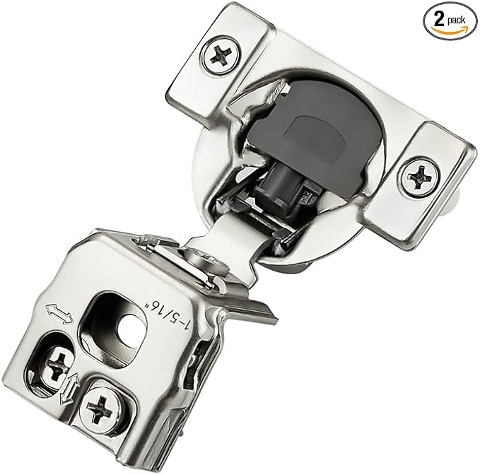 Ravinte 2 Pack 1 Pairs 1-5/16 Inch Overlay Soft Close Hinges for Kitchen Cabinet Satin Nickel Hidden Stainless Steel Concealed Hinges self Closing
