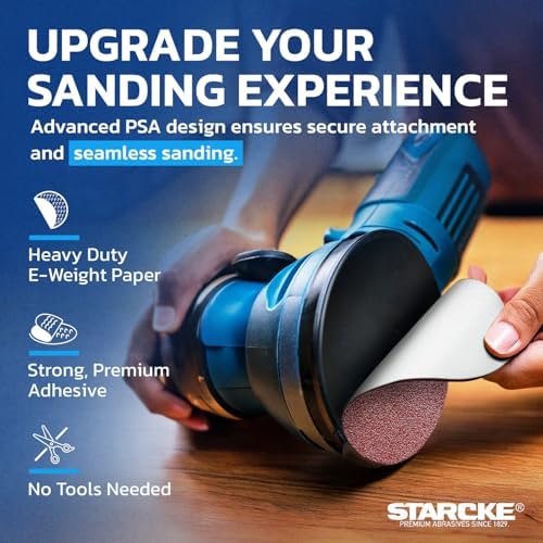 Starcke Sand Paper for Car, 10 Pack Premium 6 Inch Sanding Discs, 36 Grit Sanding Paper, Self Adhesive Orbital Sander Pads, PSA Aluminum Oxide Sandpaper Discs, Auto Sandpaper for Wood, Metal, Paint