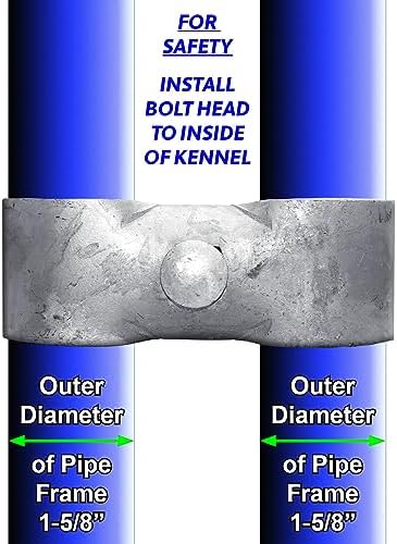1-5/8" Galvanized Chain Link Fence Panel Clamps with Bolts & Nuts - Saddle Clamps for Dog Kennels & Temporary Fencing (8 Pack)