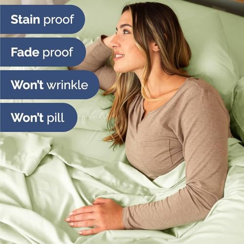 Cal King Size 4 Piece Sheet Set - Breathable & Cooling - Light Sage Green