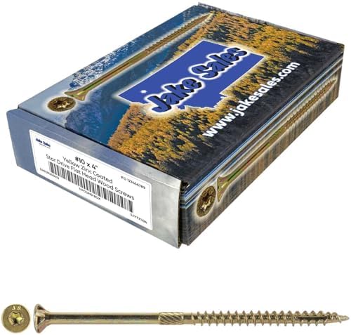 Jake Sales #10 X 4 Gold Star Wood Screw Torx/Star Drive Flat Head (5 POUNDS - 240 Approx. Screw Count) - Multipurpose Torx/Star Drive Wood Screws