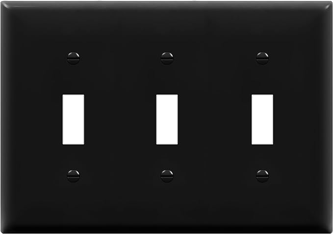 ENERLITES Triple Light Wall, Toggle Switch Plate, Gloss Finish, 3-Gang Standard Size 4.50" x 6.38", Unbreakable Polycarbonate Thermoplastic, UL Listed, 8813-BK, Black