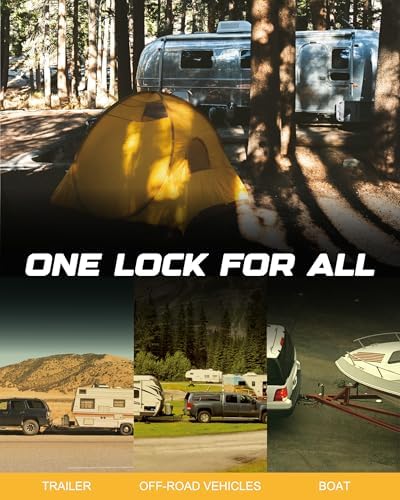 RETRUE Universal Trailer Coupler Lock, Adjustable Hitch Lock, Bright Yellow
