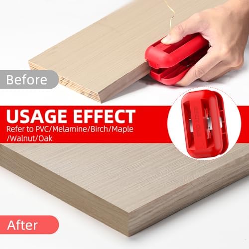 GSCIT Club Edge Banding Trimmer, Carbide Blades Hand Planer Edge for Burrs Edge Trim Planer Wood Scraper Edge Banding Tools Cutter for PVC ABS Melamine (Red)