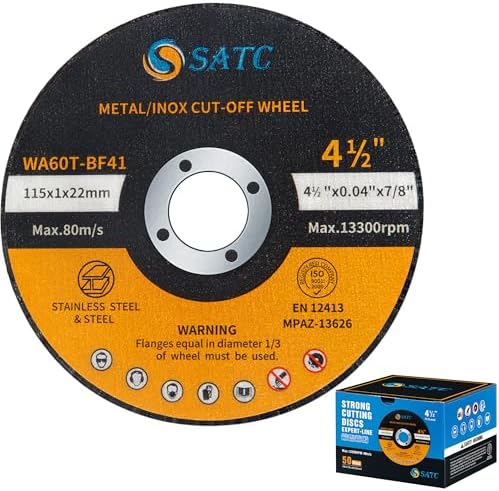 S SATC 4 1/2 Cut Off Wheel 50 PCS Cutting Wheels Angle Grinder Cutting Disc Ultra Thin Metal & Stainless Steel