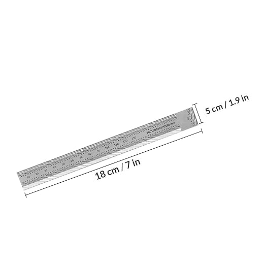 Garneck Multi-Function Stainless Steel Woodworking Measuring Ruler 180mm Right Angle Carpentry Square Ruler Metal Layout Tool for Woodwork and Construction