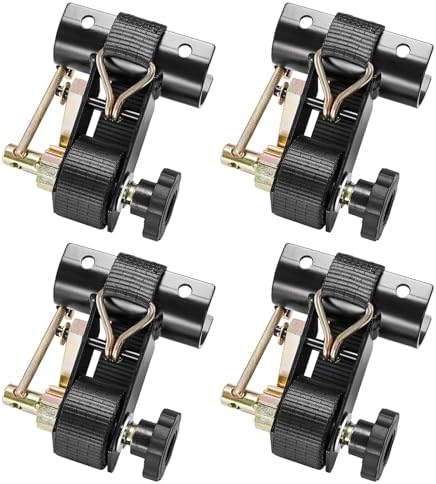 VEVOR Ladder Rack Ratchet Straps, 2'' Black Round Tube Mount, 1.5'' Wide x 7.5' Long Black Ladder Rack Straps with Double J-Hooks, 500 lbs Load Heavy Duty, Cargo Buckle Lock Strap (4 Pack)