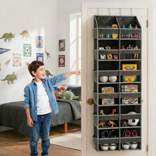 HOMELUX THEORY Over the Door Organizer, 6-Tier XL, 100D Fabric, Dark Gray