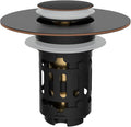 Hibbent Upgraded 3 in 1 Bathroom Sink Drain Strainer, Universal Pop Up Stopper with Removable Stainless Steel Filter Basket Hair Catcher, Sink Plug for 1.1''~2.36'' Basin, Oil-Rubbed Bronze