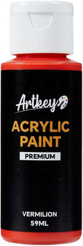 Artkey Vermilion Acrylic Paint - 2oz/59ml Acrylic Paints Professional Artists Painting Kit for Canvases Fabric Rock Leather Easter Egg Wood Ceramic Glass Art Craft Painting