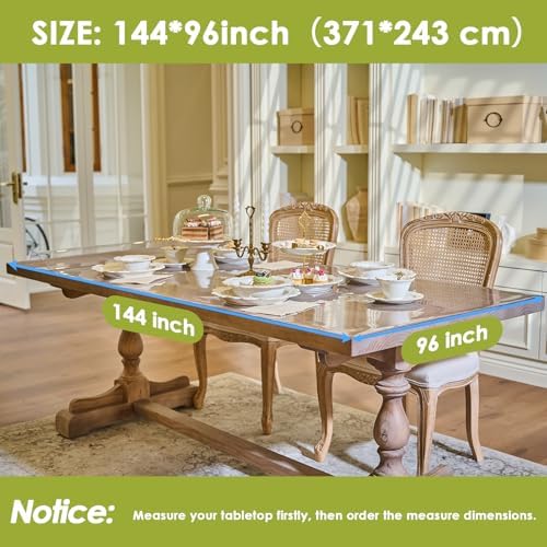 Clear Table Cover Protector 144x96'', Waterproof 1.5mm PVC Pad Tablecloth