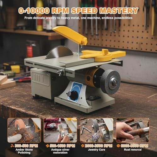 ele ELEOPTION Bench Buffer Polisher,0-10000 RPM Adjustable Benchtop Grinder