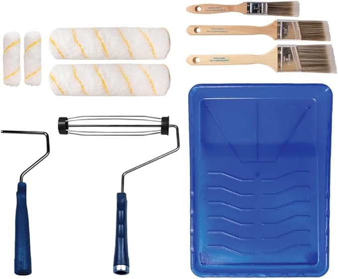 Pro Grade Paint Roller Kit, Brush & Roller,10 Piece Set, Wall Painting Naps for Professionals & Homeowners - All Paints & Stains, Washable, Reusable, Easy to Clean, Superior Absorbency.