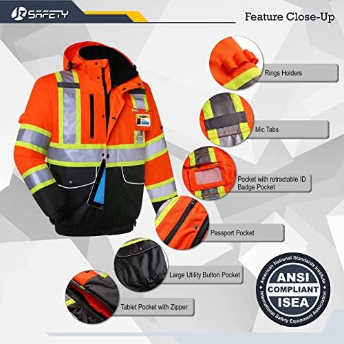 JKSafety Safety Jakcet for Men Women 3M Reflective Tape JK118 OBlack M