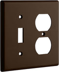 Bates- 2-Gang Combination Wall Plate, 4.5"x 4.57"/Standard Size, Brown, Toggle Light Switch/Duplex Receptacle Outlet, 2 Gang Wall Plate for Electrical Outlets, Double Outlet Cover Plate
